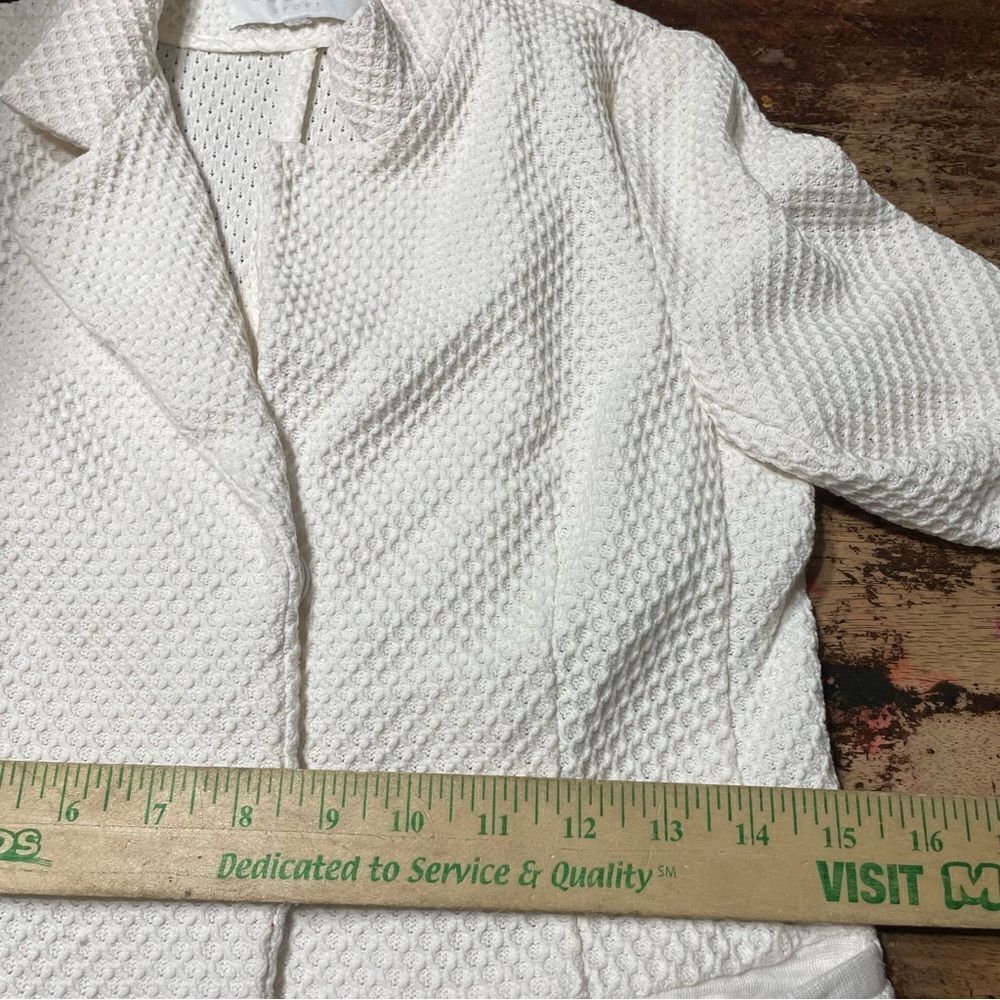 ESCADA SPORT Vintage White Waffle Knit Fitted Blazer Jacket Stand Up Collar XS - Picture 7 of 10